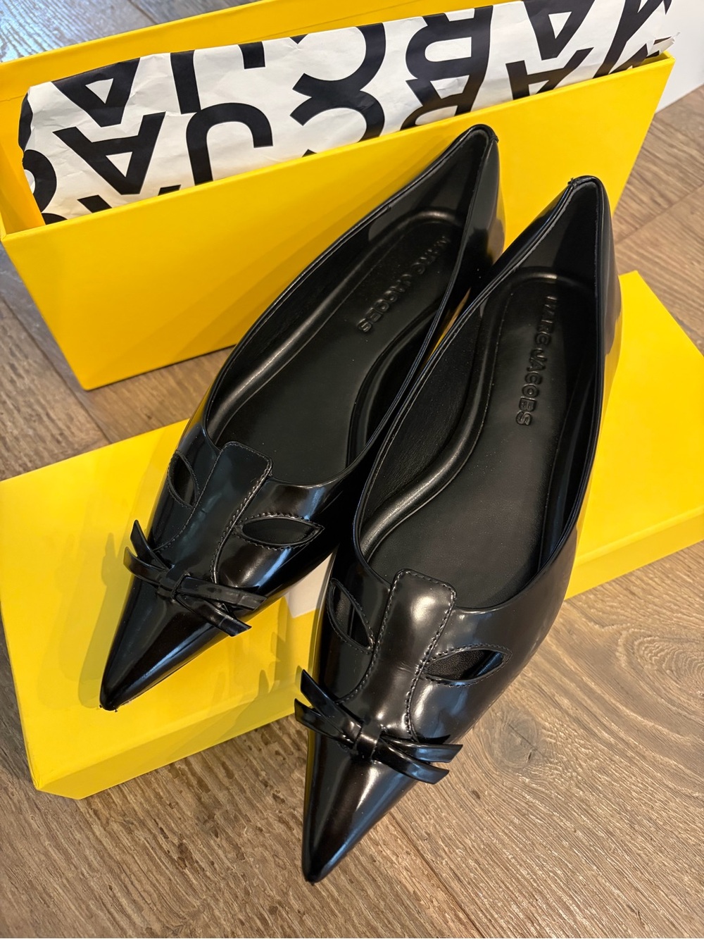 Marc Jacobs Kiki Black Patent Pointed-Toe Flats